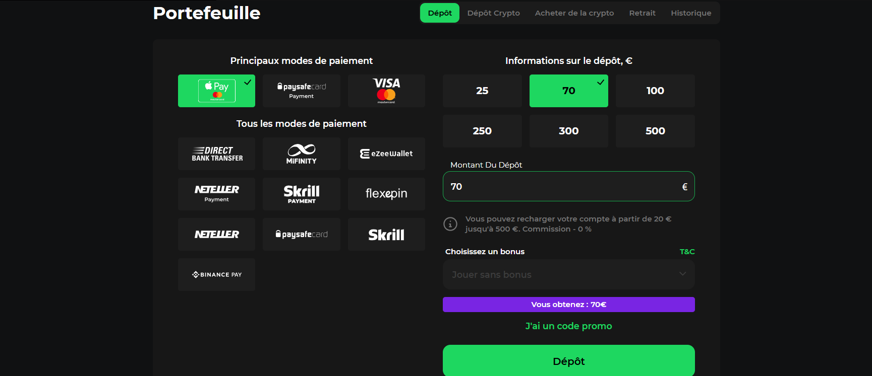 betify retrait méthodes de paiement - virement bancaire carte et e-wallet